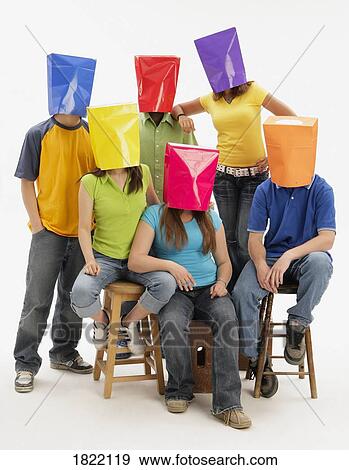 Stock Photo - Group of teens with color blindness. Fotosearch