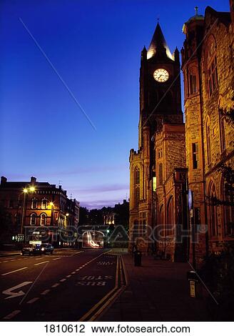 Stock Image - Guildhall & Shipquay Gate, Derry City, County, Derry, Ireland. Fotosearch
