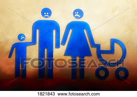 Stock Image - Illustration of family with frowns. Fotosearch