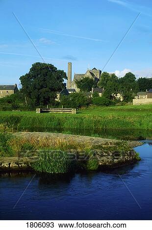 Stock Image - Kilkenny City, St. Canice's Cathedral, and River Nore, Ireland. Fotosearch