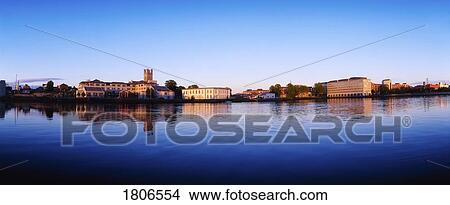 Picture - Limerick City, River Shannon with a view of the Merchants Quay & Honans Quay, Ireland. Fotosearch