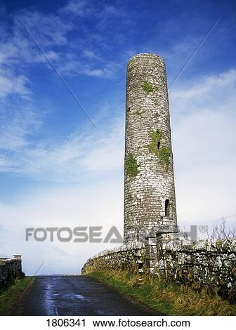 Stock Image - Meelick Round Tower, Swinford, Co Mayo, Ireland. Fotosearch