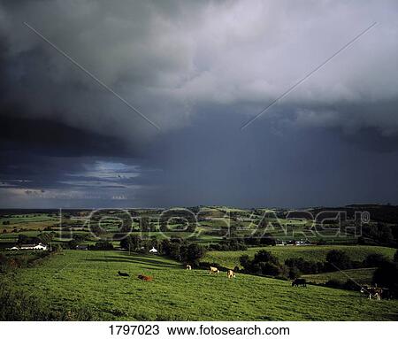 Stock Image - Pastoral landscape, Loughcrew, Co Meath, Ireland. Fotosearch