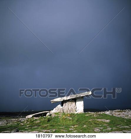 Poulnabrone dolmen, The Burren, Co Clare, Ireland View Large Photo Image Stock Photo - Poulnabrone dolmen, The Burren, Co Clare, Ireland. Fotosearch