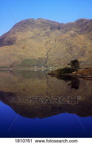 Stock Image - Reflections in lake, Connemara, Co Galway, Ireland. Fotosearch