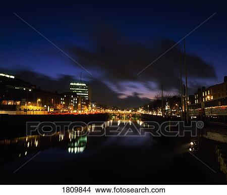 River Liffey at night, Dublin, Ireland View Large Photo Image Picture - River Liffey at night, Dublin, Ireland. Fotosearch