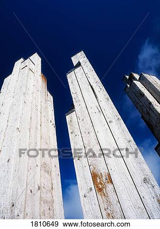 Stock Photo - Sculpture from timber piles, Derry Quay, Derry City, Ireland. Fotosearch