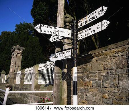 Stock Photo - Signpost, Glashnegh, Co Monaghan, Ireland. Fotosearch