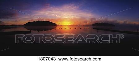 Stock Image - Sunrise over Lough Key, Boyle, Co Roscommon, Ireland. Fotosearch