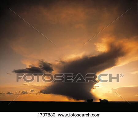 Stock Image - Sunset over Tara, Co Meath, Ireland. Fotosearch