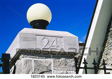 Stock Photography - 24 Sussex Drive gate post, home of the Canadian Prime Minister. Fotosearch