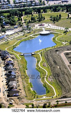 Alberta, Canada, around Edmonton, Lake in residential area View Large Photo Image Picture - Alberta, Canada, around Edmonton, Lake in residential area. Fotosearch