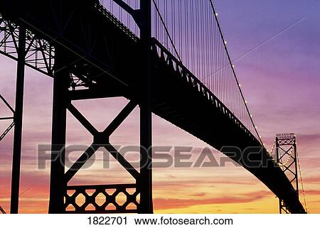 Ambassador Bridge between Detroit, Michigan, USA and Windsor, Ontario, Canada View Large Photo Image Stock Image - Ambassador Bridge between Detroit, Michigan, USA and Windsor, Ontario, Canada. Fotosearch