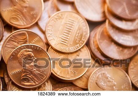 Stock Photo - American pennies. Fotosearch
