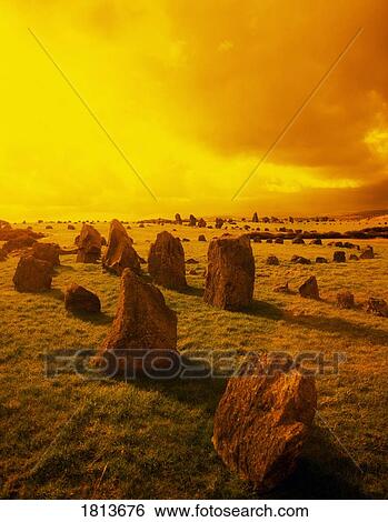 Stock Photograph - Beaghmore stone circles near Cookstown, Co Tyrone, Ireland. Fotosearch