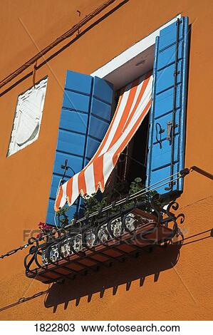 Blue shutters on window, Burano, Italy View Large Photo Image Stock Image - Blue shutters on window, Burano, Italy. Fotosearch