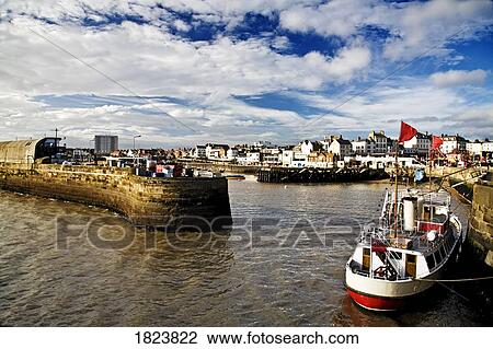 Stock Image - Boats in the harbour of Bridlington, England. Fotosearch
