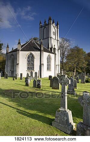 Church with a cemetery, Scotland View Large Photo Image Stock Image - Church with a cemetery, Scotland. Fotosearch