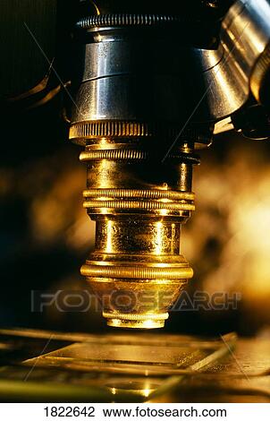 Close-up of vintage microscope objective View Large Photo Image Stock Image - Close-up of vintage microscope objective. Fotosearch