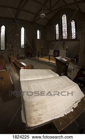 Stock Photography - Closeup of a Bible inside a church, Yorkshire, England. Fotosearch