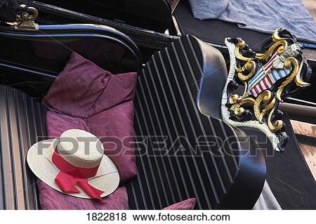 Closeup of a hat in a gondola, Venice, Italy View Large Photo Image Stock Photo - Closeup of a hat in a gondola, Venice, Italy. Fotosearch