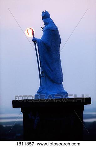 Stock Photo - Co Mayo, Croagh Patrick Pilgrimage, statue of St. Patrick, Ireland. Fotosearch