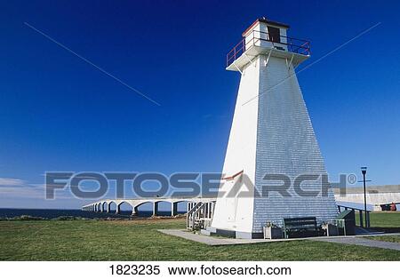 Stock Photography - Confederation Bridge and Amherst Point Lighthouse, Prince Edward Island, Canada. Fotosearch
