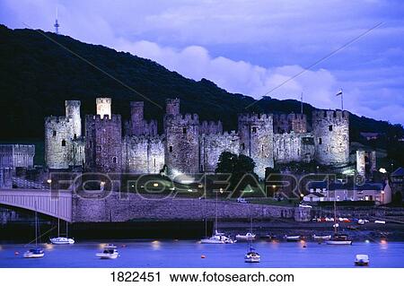Conwy castle at night, Wales View Large Photo Image Stock Image - Conwy castle at night, Wales. Fotosearch