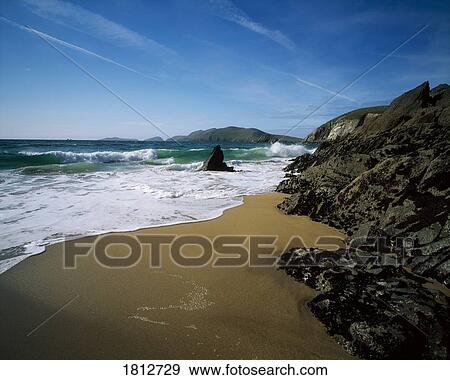 Coumeenole Beach, Slea Head, Dingle Peninsula, Blasket Islands, Co Kerry, Ireland View Large Photo Image Stock Photo - Coumeenole Beach, Slea Head, Dingle Peninsula, Blasket Islands, Co Kerry, Ireland. Fotosearch