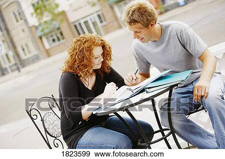 Stock Photo - Couple studying together. Fotosearch