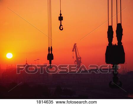 Cranes at sunset View Large Photo Image Stock Photography - Cranes at sunset. Fotosearch