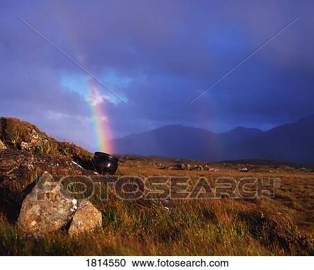 Crock of gold at the end of the rainbow, Co Galway, Ireland View Large Photo Image Stock Image - Crock of gold at the end of the rainbow, Co Galway, Ireland. Fotosearch