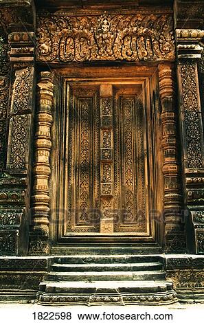 Stock Photo - Doorway, Banteay Srei Temple, Angkor, Cambodia. Fotosearch