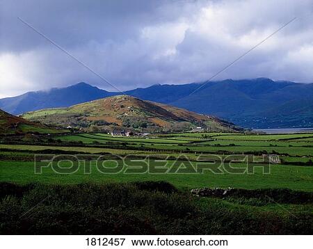 Stock Photo - Farmscape near Mount Brandon, Dingle Peninsula, Co Kerry, Ireland. Fotosearch