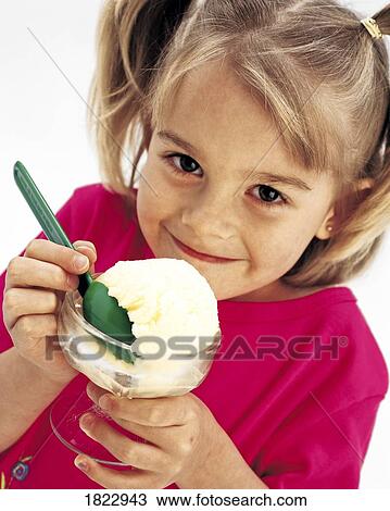 Stock Image - Girl with ice cream. Fotosearch