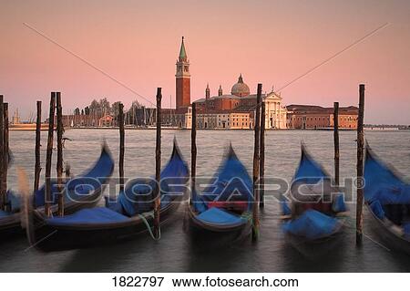 Gondolas with San Giorgio Maggiore in the background, Venice, Italy View Large Photo Image Stock Photo - Gondolas with San Giorgio Maggiore in the background, Venice, Italy . Fotosearch