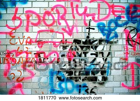 Stock Image - Graffiti on urban wall, Ireland. Fotosearch
