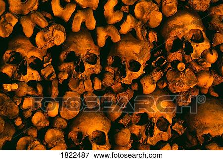 Stock Photo - Human skulls and bones, Ossuary Chapel, Evora, Portugal. Fotosearch