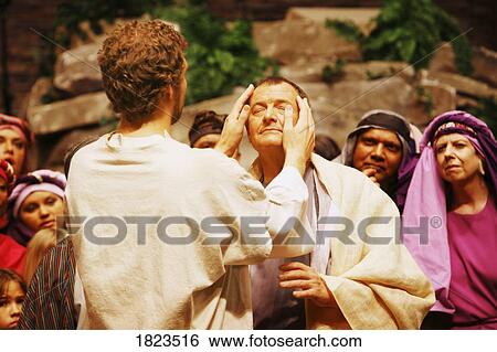 Stock Image - Jesus healing the blind. Fotosearch - Search Stock Photography, Poster Photos, Pictures, and Photo Clip Art