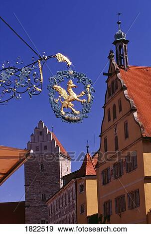 Merchant sign, Dinkelsbuhl, Romantic Road, Germany View Large Photo Image Stock Photo - Merchant sign, Dinkelsbuhl, Romantic Road, Germany. Fotosearch