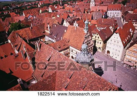 Overview of buildings, Rothenburg ob der Tauber, Romantic Road, Germany View Large Photo Image Picture - Overview of buildings, Rothenburg ob der Tauber, Romantic Road, Germany. Fotosearch