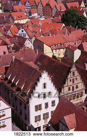 Overview of buildings, Rothenburg ob der Tauber, Romantic Road, Germany View Large Photo Image Stock Image - Overview of buildings, Rothenburg ob der Tauber, Romantic Road, Germany. Fotosearch