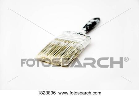 Paint brush with white paint View Large Photo Image Stock Photograph - Paint brush with white paint . Fotosearch