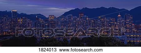 Stock Image - Panoramic view of downtown Vancouver, British Columbia, Canada. Fotosearch