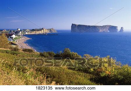 Perce Rock, Gaspe Peninsula, Perce, Quebec, Canada View Large Photo Image Stock Photography - Perce Rock, Gaspe Peninsula, Perce, Quebec, Canada. Fotosearch