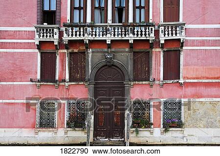 Stock Image - Pink building, Venice, Italy. Fotosearch