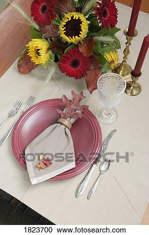 Place setting at a table View Large Photo Image Stock Image - Place setting at a table. Fotosearch