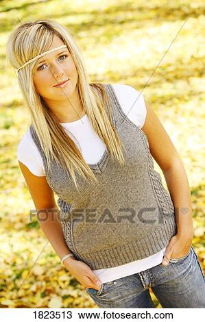 Stock Image - Portrait of a young girl. Fotosearch