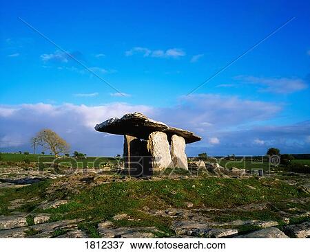 Poulnabrone dolmen, Burren, Co Clare, Ireland View Large Photo Image Stock Photo - Poulnabrone dolmen, Burren, Co Clare, Ireland. Fotosearch