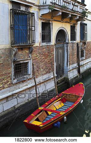 Red boat in Venice, Italy View Large Photo Image Stock Image - Red boat in Venice, Italy. Fotosearch